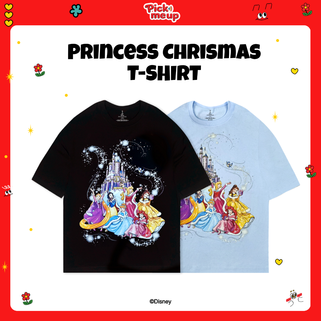 PickMeUp เสื้อยืดพิมพ์ลาย Princess Chrismas Glow in the dark ลิขสิทธิ์ Disney