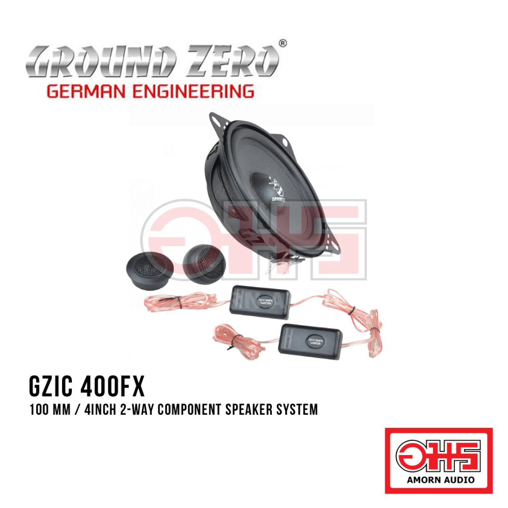 GROUND ZERO GZIC 400FX ชุดลำโพงแยกชิ้น 2 ทาง ขนาด 100 มม. (4 นิ้ว) กำลังขับสูงสุด (Max Power): 100 ว