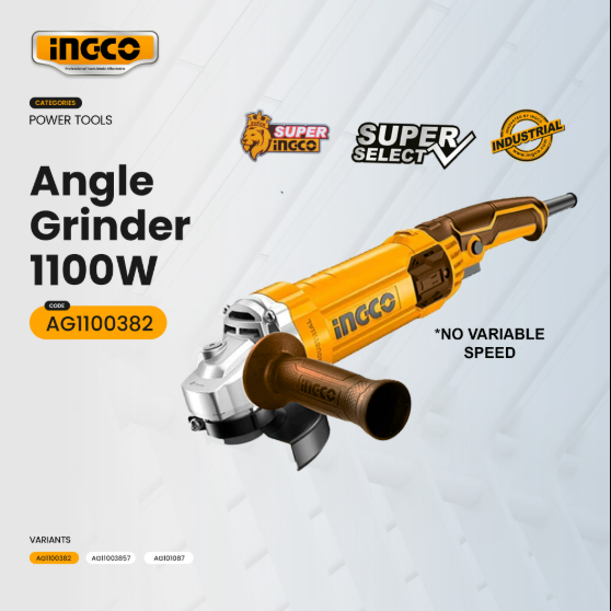 INGCO AG1100382 (แทนAG10108-2) เครื่องเจียร หินเจีย ลูกหมู ไฟฟ้า 1100W ขนาด 4 นิ้ว