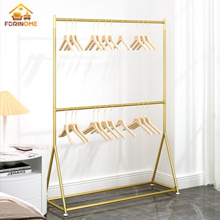 [ราว 2ชั้น]ราวสแตนเลสทองเงาไม้แขวนเสื้อ ราวแขวนเสื้อสำหรับร้…