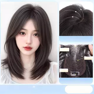 วิกผมหน้าม้าใส่แล้วดูผมหนาขึ้น แบบธรรมชาติ ทำมาจากผมจริงงานละเอียดมาก อุปกรณ์เสริมผม ผมหน้าม้าปลอม วิกผม ใส่แล้วสวยทันที