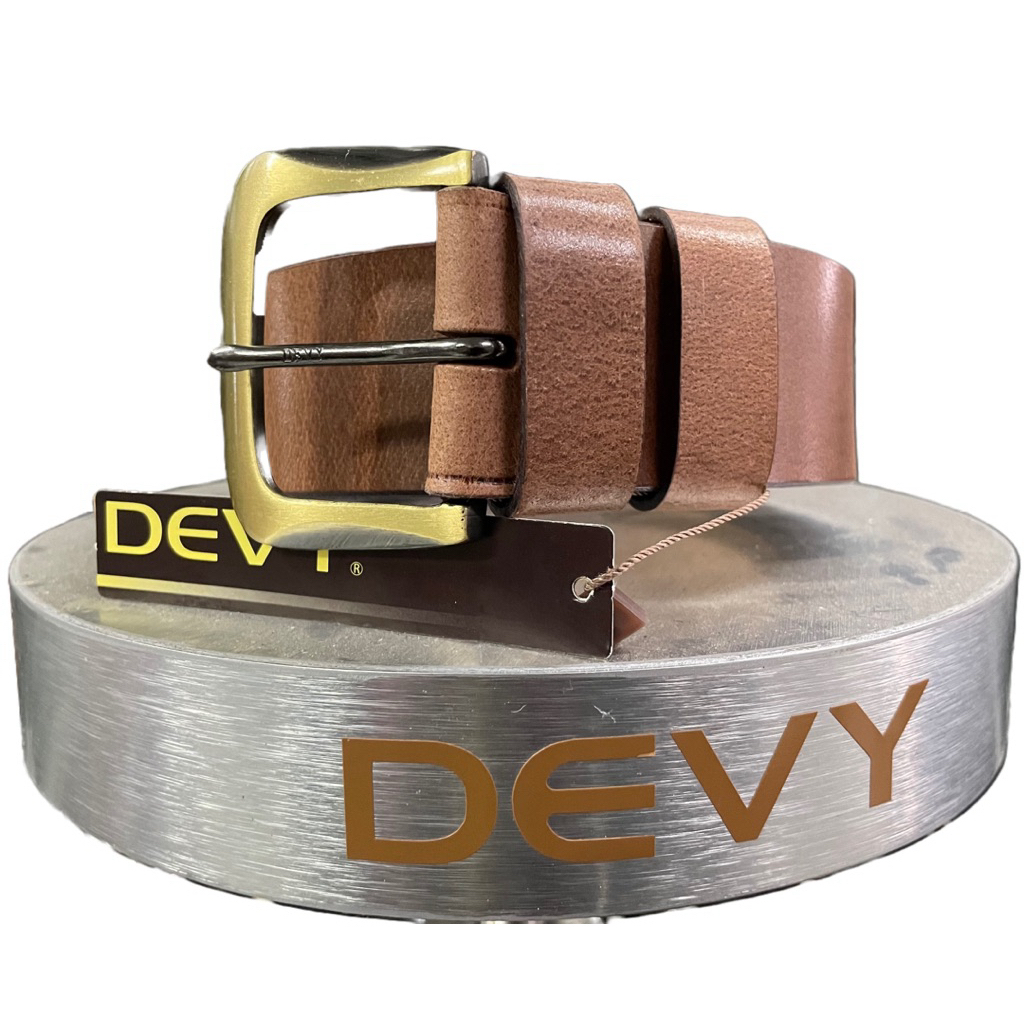 [ส่งฟรี]เข็มขัดDEVYหนังแท้💯%สีน้ำตาลของใหม่ป้ายแดง (เส้นกลาง ความกว้าง 1.5 นิ้ว)