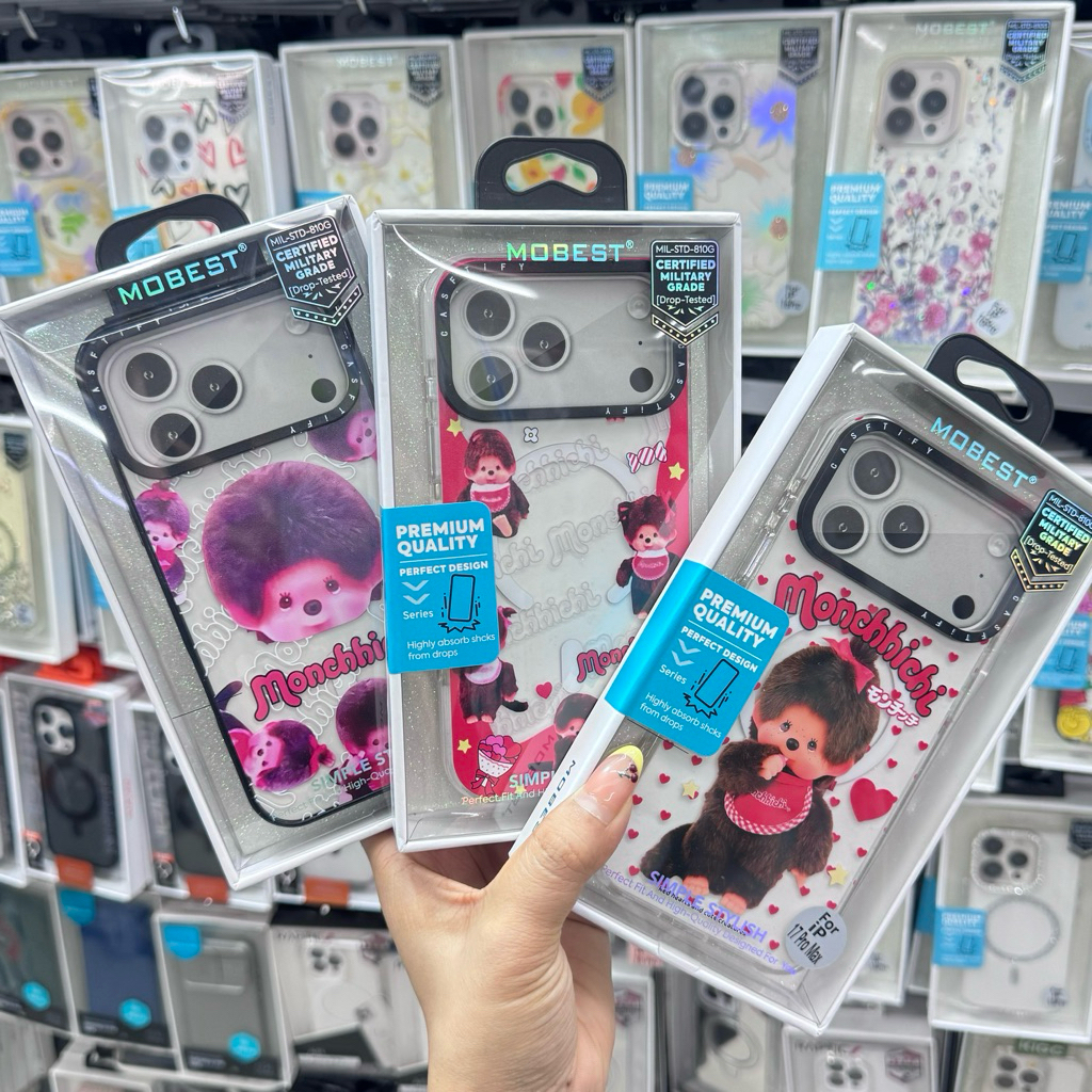Case Monchhichiมีแม่เหล็กชาร์จ สำหรับรุ่นโอโฟน17 17pro 17promax 14promax 15/15promax 16promax