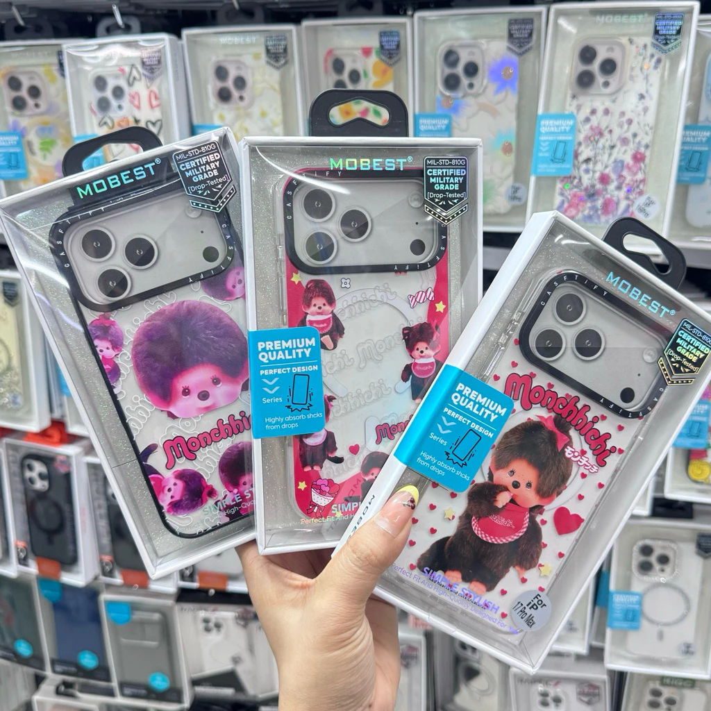 Case Monchhichiมีแม่เหล็กชาร์จ สำหรับรุ่นโอโฟน17 17pro 17promax 14promax 15/15promax 16promax
