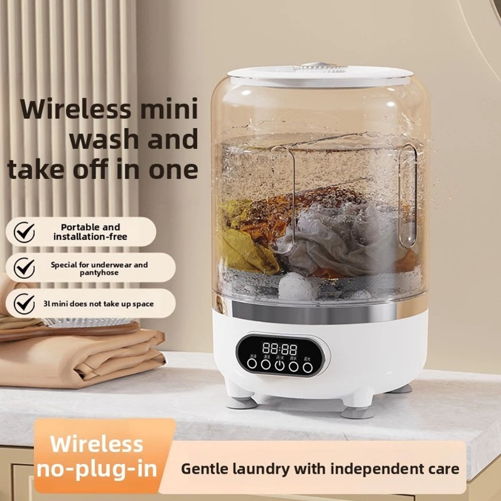 Meidi  ​เครื่องซักผ้ามินิ 3L การฆ่าเชื้อด้วยแสงสีฟ้า ซักและปั่นแห้งได้ พกง่าย เครื่องซักผ้าเล็ก เครื่องซักชุดชั้นใน - รูปที่ 6