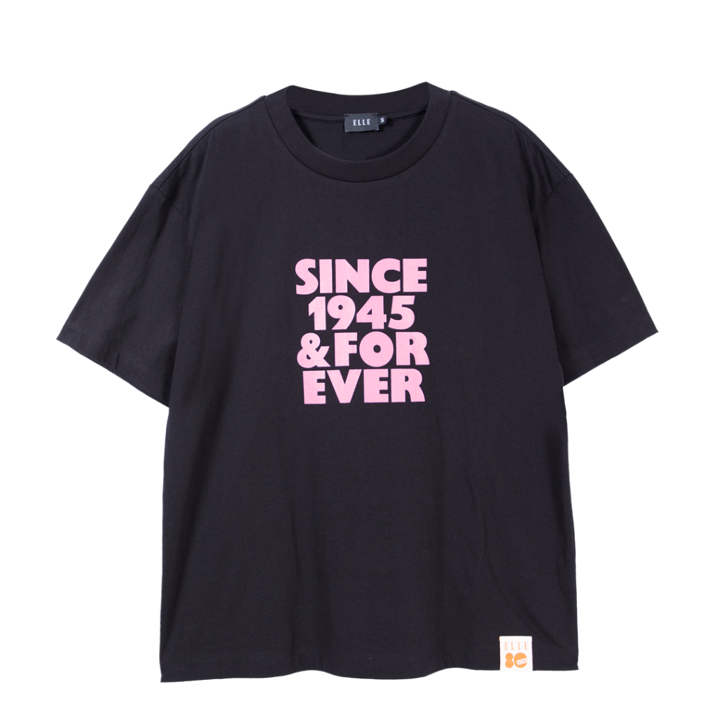 ELLE เสื้อยืด  UNISEX  ผ้า COTTON แขนสั้น ทรง OVER SIZE ลายกราฟฟิค  รุ่น 80 ปี  W3K722