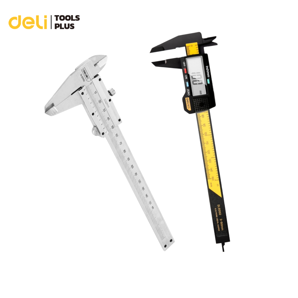 Deli เครื่องวัดดิจิตอล เวอร์เนียร์ คาลิปเปอร์ 150มม ตัวเครื่องสแตนเลส วัดค่าแม่นยำ  Vernier Caliper