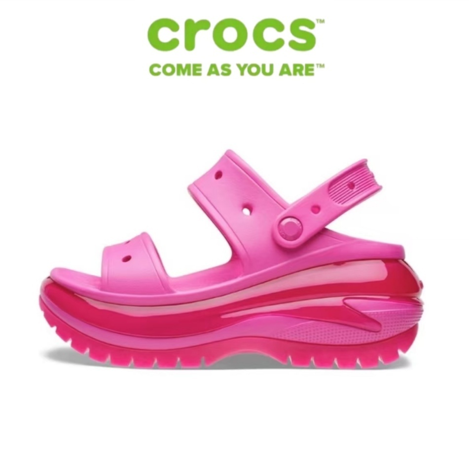 【FREE SHIP】Crocs Mega Crush Matte Sandal in rose red