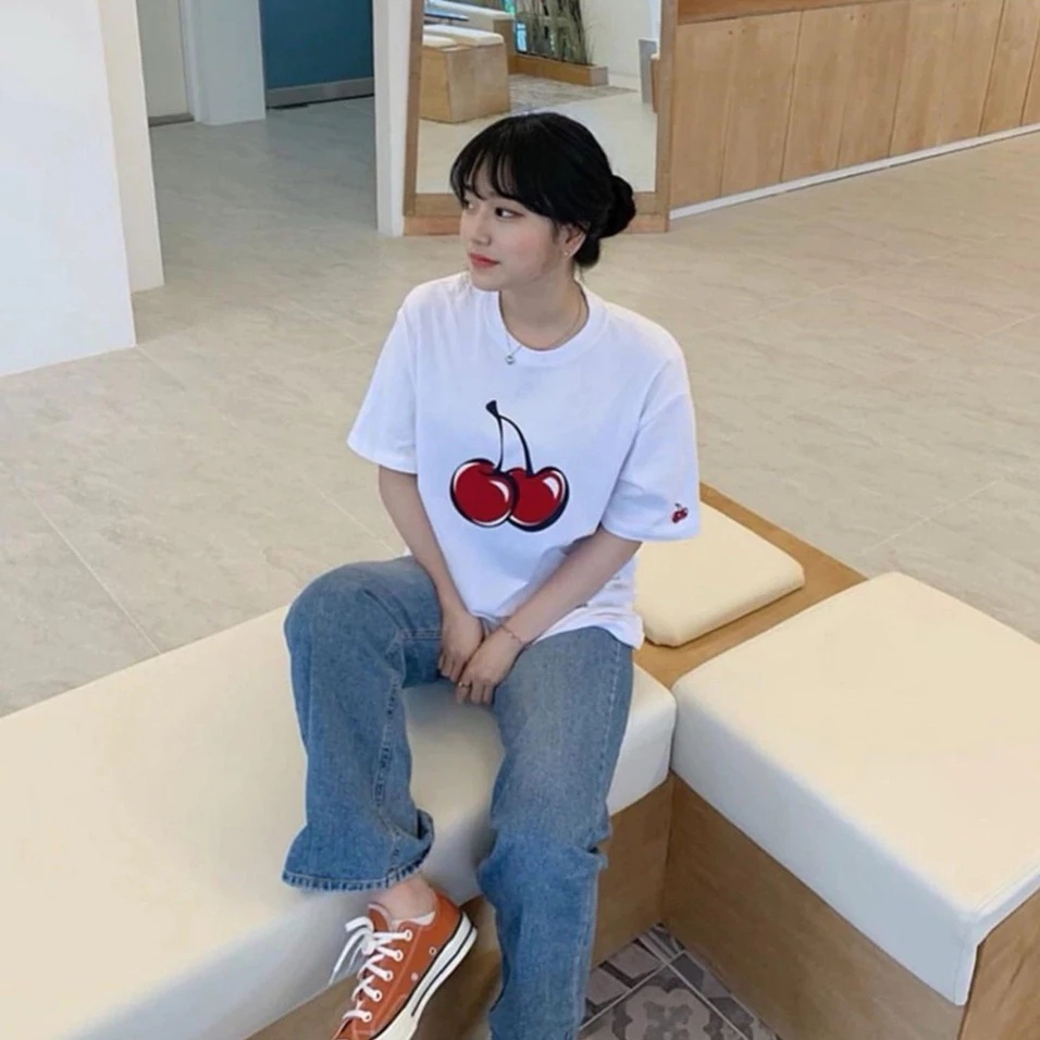 KIRSH【ของแท้ 100 %】เสื้อยืดแขนสั้น Cherry Pattern One Size Fits All