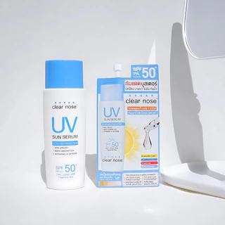(6ซอง/กล่อง) Clear nose UV กันแดดบูสเตอร์ ยูวี ซัน เซรั่ม SPF50+ PA++++ บางเบา กันน้ำ ทาหน้า [2323]
