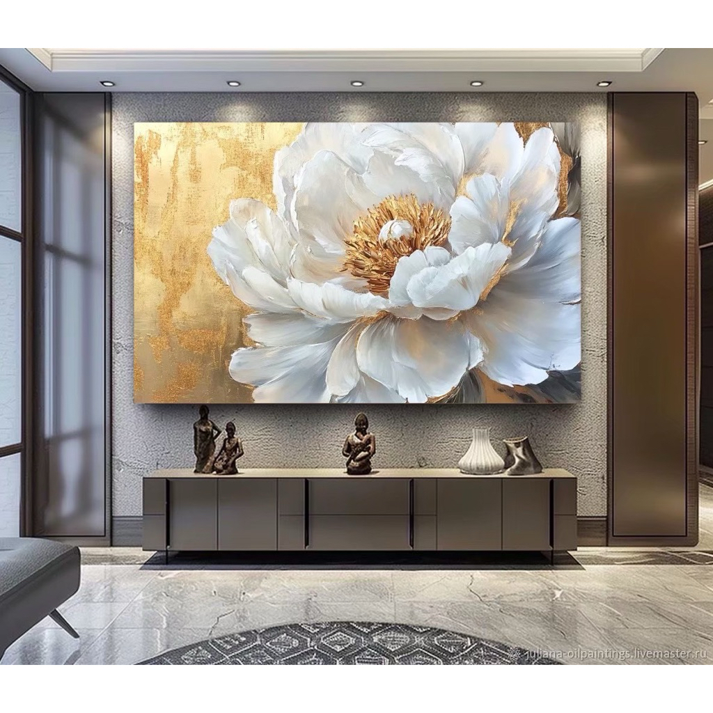 Peony V3 - ภาพดอกโบตั๋น ภาพตกแต่งบ้าน ติดผนัง ภาพพิมพ์แคนวาส พร้อมกรอบลอย