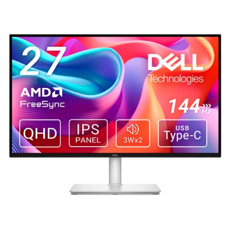 Dell 27 Plus QHD (2560 x 1440) USB-C Monitor - S2725DC 144 Hz, IPS, 1 ms, 99% sRGB, Built-in Speakers, USB-C