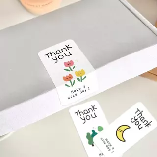 สติ๊กเกอร์ขอบคุณ ติดแก้ว ถุง ติดกล่อง สี่เหลี่ยมผืนผ้า 100ดวง sticker thankyou A33