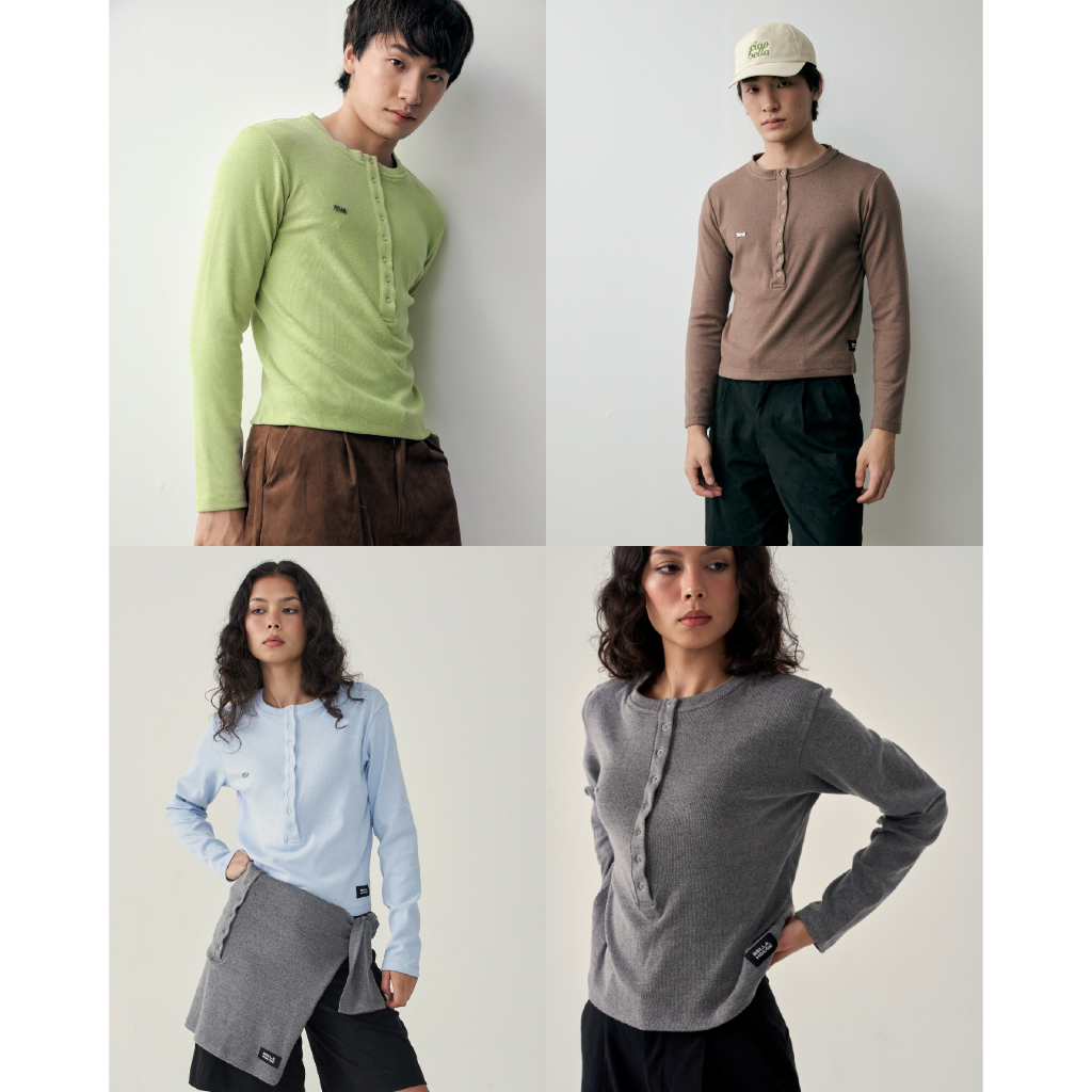 BELLAHOUSE - KELBY LONG SLEEVE TEE (4 COLORS) เสื้อยืดแขนยาว กระดุมสแน้ป