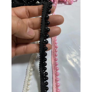 ยกเส้น10หลา ระบายมุกสีขาว มุกขาวตกแต่ง ระบายมุกตกแต่งM01