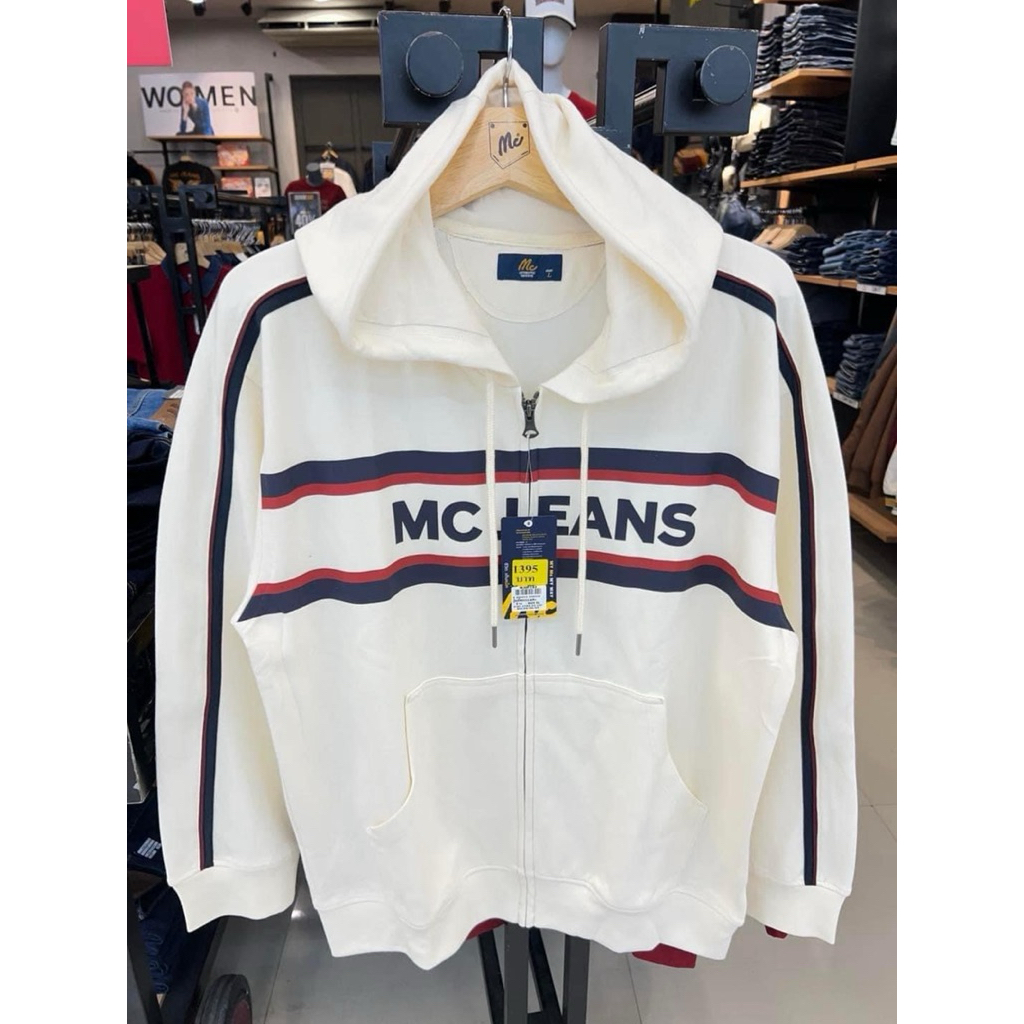 MC JEANS เสื้อกันหนาวแขนยาว ฮู้ดดี้ สีครีม กรม แดง