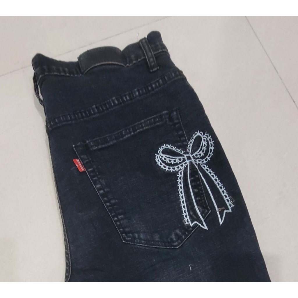 M 234 ขาม้าสีสนิม ยีนส์ยืด ปักโบว์ด้านหลัง ไชส์ 34 - 44 นิ้ว ยาว ประมาณ 37 - 38 นิ้ว - รูปที่ 3
