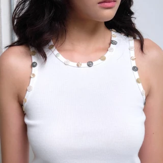 Garcon.dept | Garcon Random buttons tank top | เสื้อแขนกุดดีเทลปักกระดุม