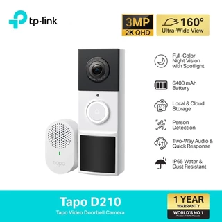 TP-Link (Tapo D210) Tapo Video Doorbell Camera กริ่งประตูอัจฉริยะ กล้อง 2K 3MP ภาพสีคมชัด IP65 สื่อสารได้ 2 ทาง