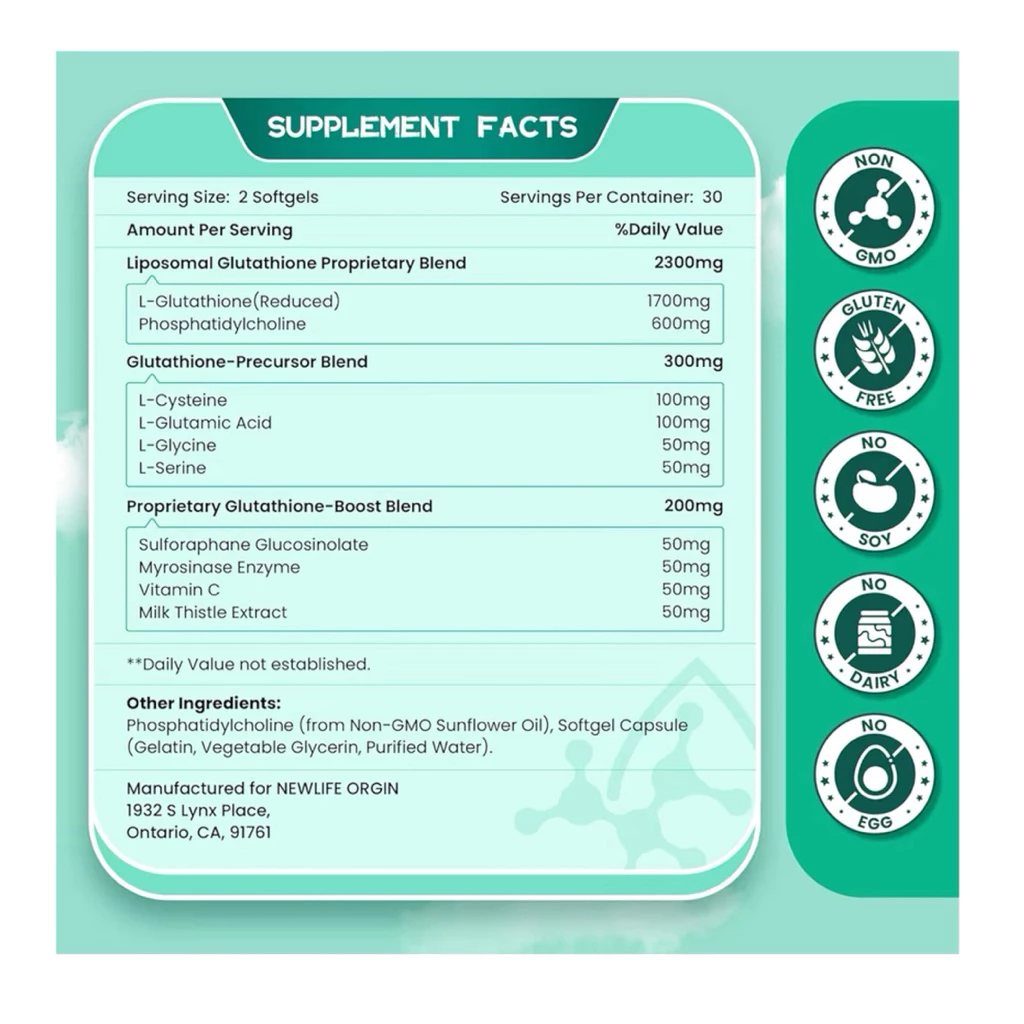 Liposomal Glutathione 1000-2800mg สุขภาพผิว เสริมภูมิคุ้มกัน 60 ซอฟต์เจล thumbnail 7