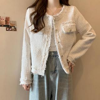 พร้อมส่ง แขนยาว ครีมสีขาว สีพื้น งานสวยหรูหรา สไตล์คุณหนู เส…