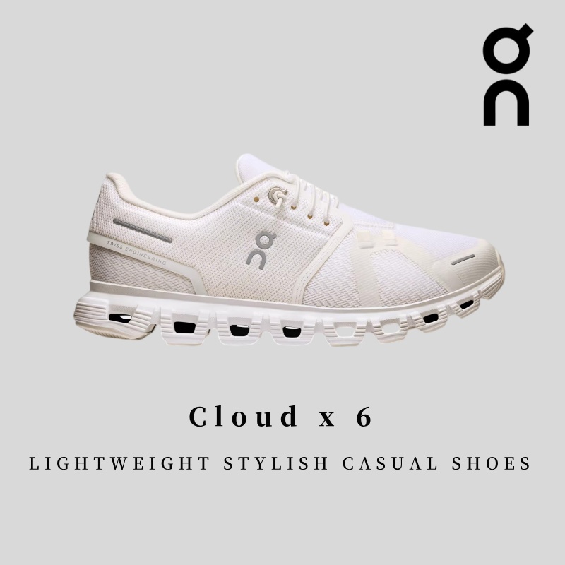 On Cloud 6 Men's Shoes White Lightweight Casual Sneakers Sizes 40-45