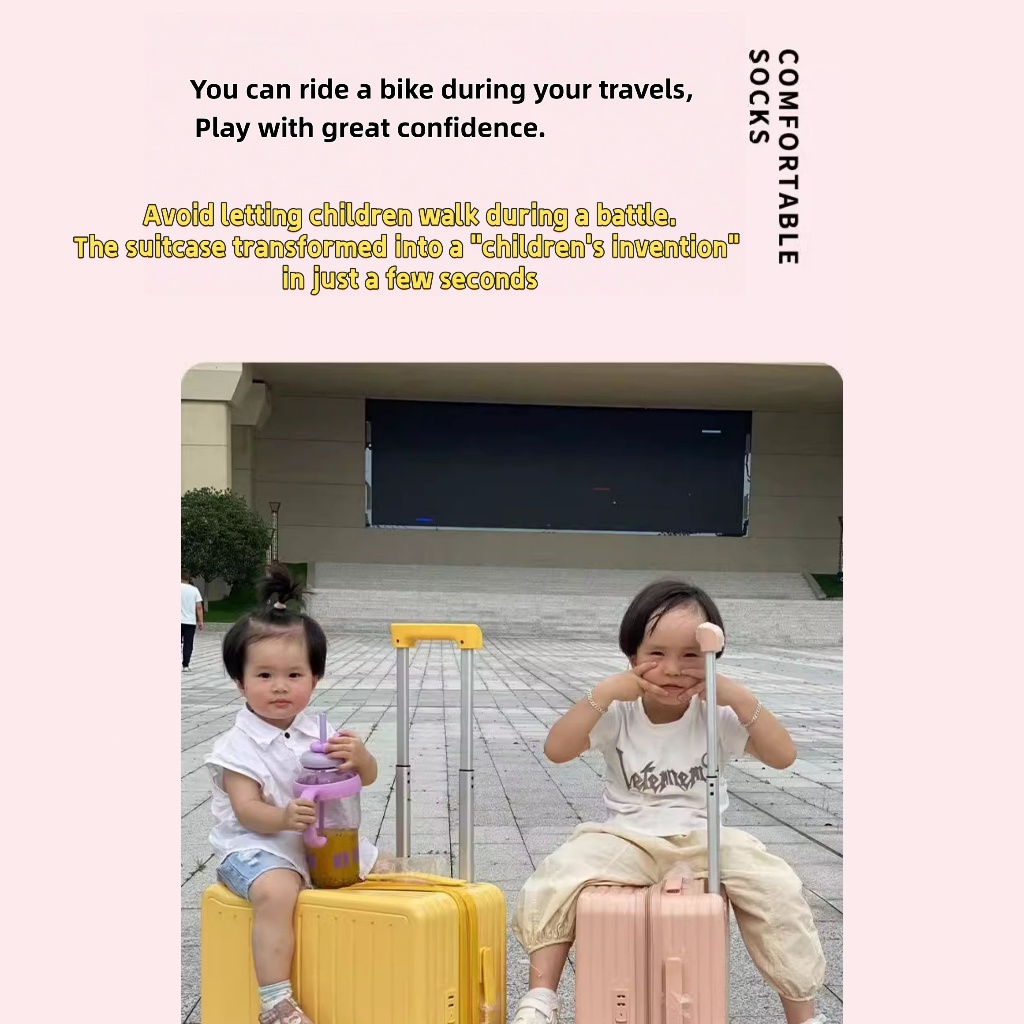 กระเป๋าเดินทางล้อลาก 20นิ้ว นั่งได้ สามารถติดรถเข็นได้ แบบสากล สําหรับเด็ก สําหรับเด็กผู้ชาย และผู้หญิง - รูปที่ 4