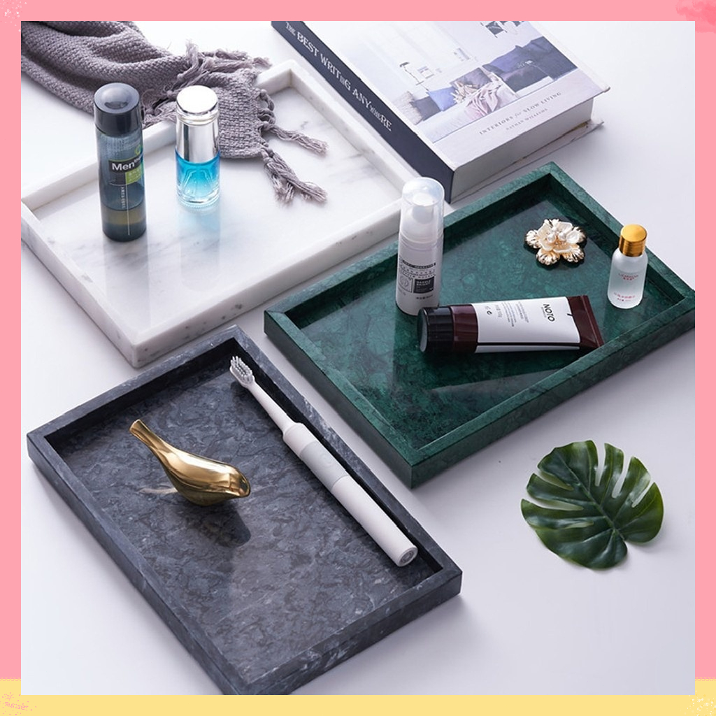 ถาดหิน ลายหินอ่อน (MH_028) จัดเก็บของ จัดระเบียบบ้าน ตกแต่งบ้าน ถาดหินอ่อนตกแต่งบ้านห้องน้ำชุดอ่าง - รูปที่ 2