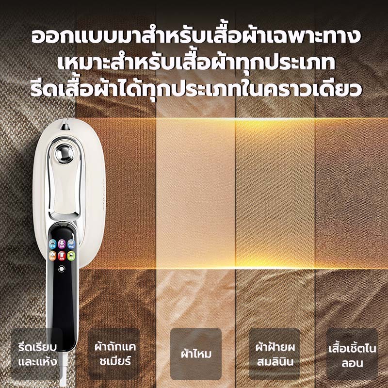 เตารีดไอน้ำอัจฉริยะ 1300W เตารีดไอน้ำแบบพกพา ถังน้ำ 160 มล. ใช้ได้ทั้งแบบแห้งและแบบเปียก ควบคุมอุณหภูมิอัจฉริยะ thumbnail 4