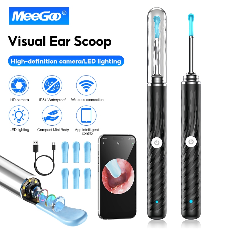 MeeGoo ไม้แคะหูมีกล้อง ที่แคะหูWIFI  ไฟLED Smart Visual Ear Stick กันน้ำIP67 ชุดแคะหู