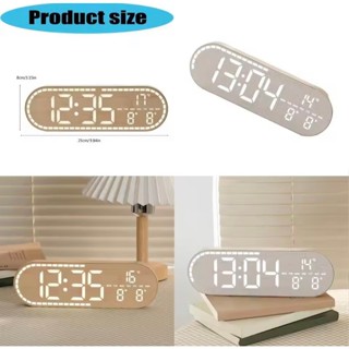 นาฬิกาแขวนผนังดิจิตอล LED อุณหภูมิ สัปดาห์ วันที่ สไตล์ไม้ ป…