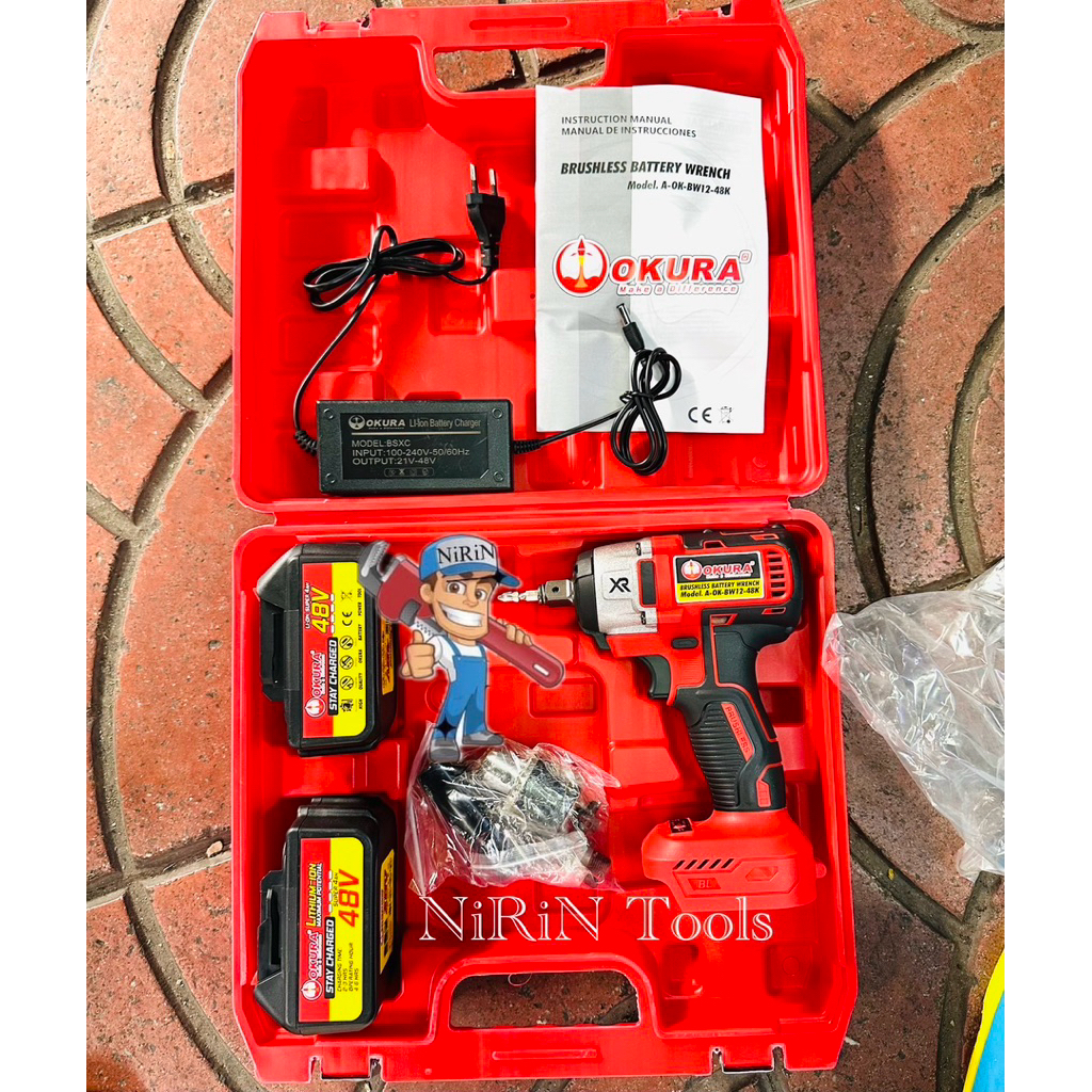 OKURA บล็อกแบตไร้สาย 48V 1/2” รุ่น A-OK-BW12-48K แบต2ก้อน บล็อกแบต รุ่นงานหนัก 48V สามารถถอดน๊อตล้อรถยนต์