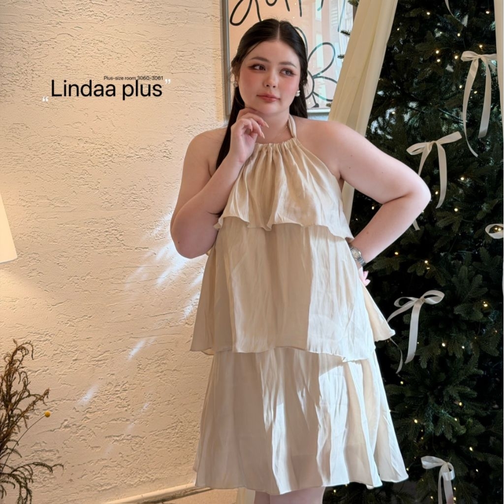 เดรสคล้องคอ อก38-52นิ้ว ไปเดท สวยหวาน สีละมุน ลุคเจ้าหญิง ดีเทลชั้นๆ ผ้าเงา สาวอวบ ไซส์ใหญ่ MG25-0 - รูปที่ 5