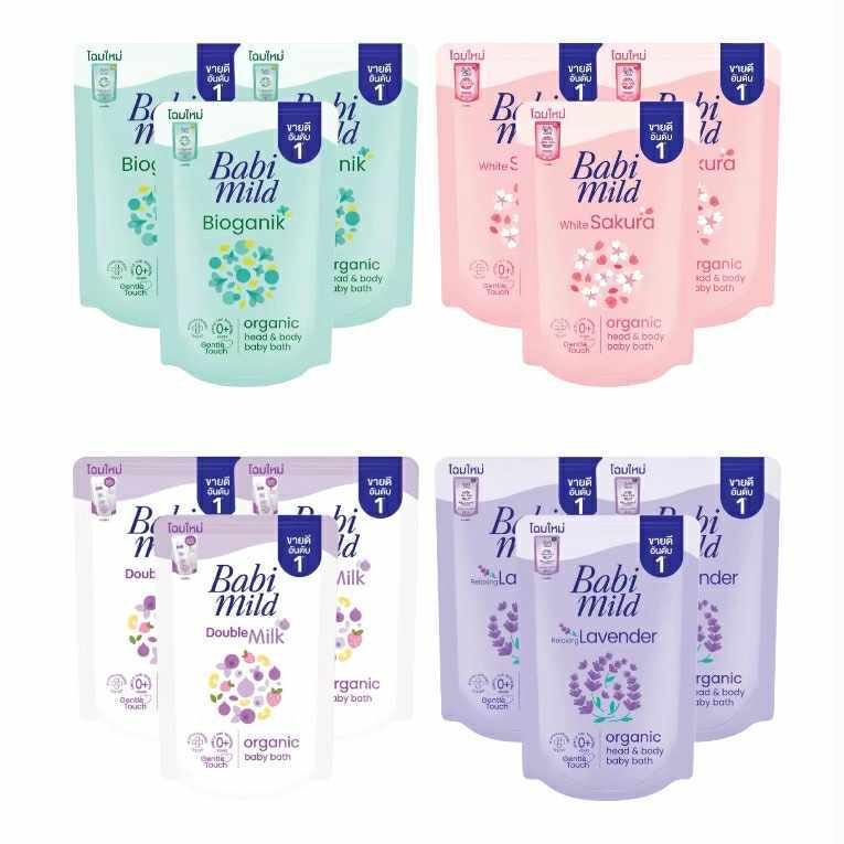 เบบี้มายด์ ผลิตภัณฑ์อาบน้ำและสระผม แบบถุงเติม 350 มล แพ็ค 3 ถุง เลือกสูตร BABI MILD REFILL PACK