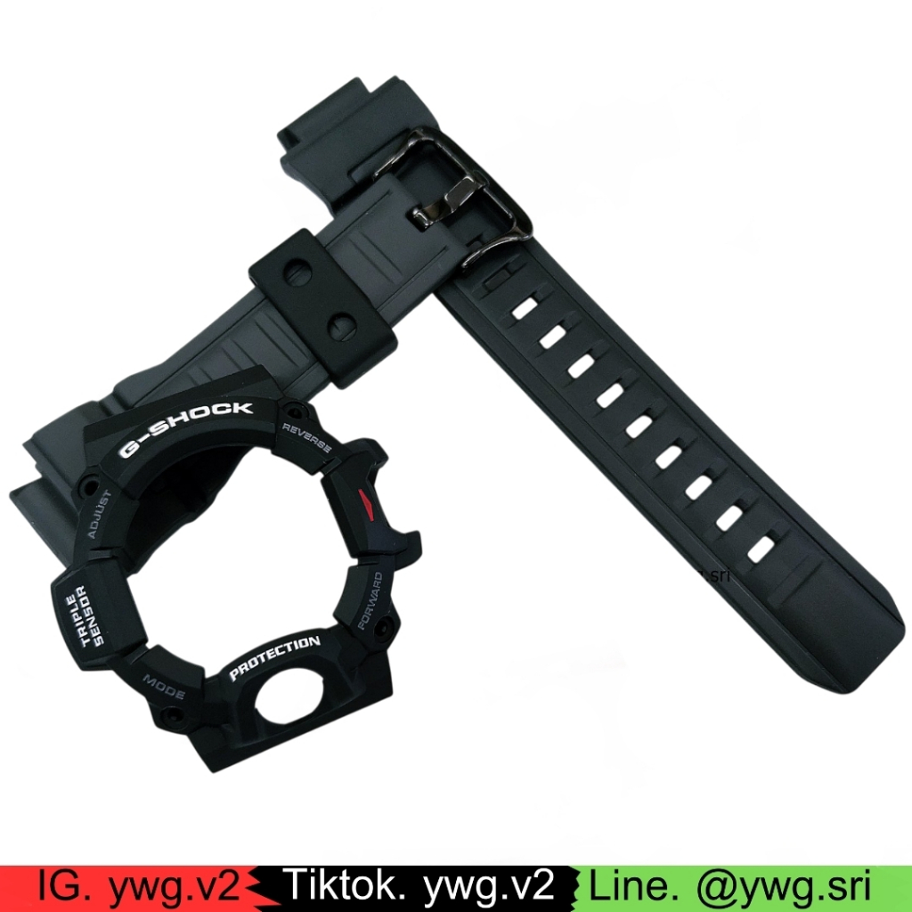 กรอบสาย G-SHOCK แท้✅ กรอบขาวฟอนต์ดำ สายดำด้าน ใส่ได้กับรุ่น GW-9400