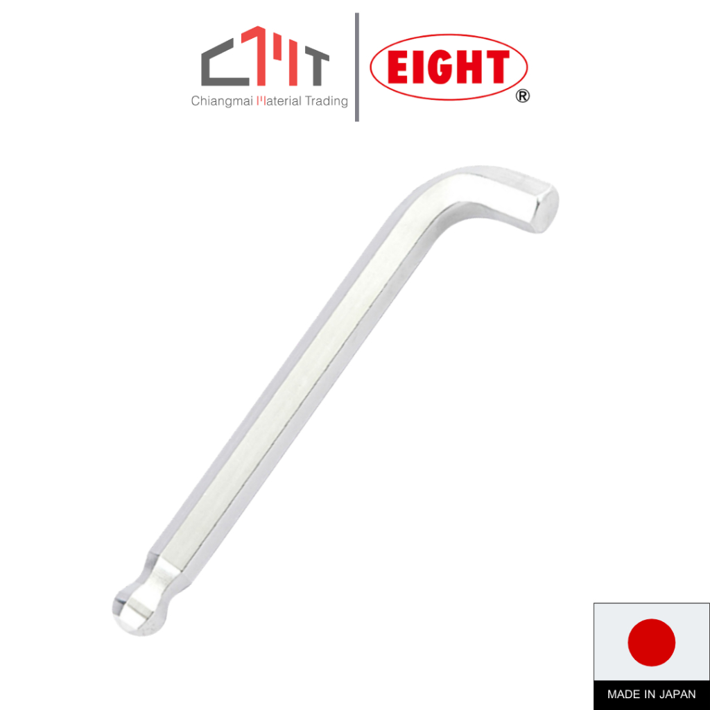 EIGHT ประแจหัวบอลเตเปอร์ สั้น สีขาว คอสั้น ขนาด 1.5mm. - 10mm. / 1/16" - 3/8" No.TTR