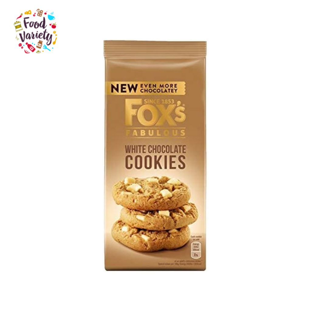 [Best Before 22-Aug-2026]Fox's Fabulous White Chocolate Cookies 180g ฟ็อกซ์ แฟบูลัส คุกกี้ช็อกโกแลตขาว 180 กรัม