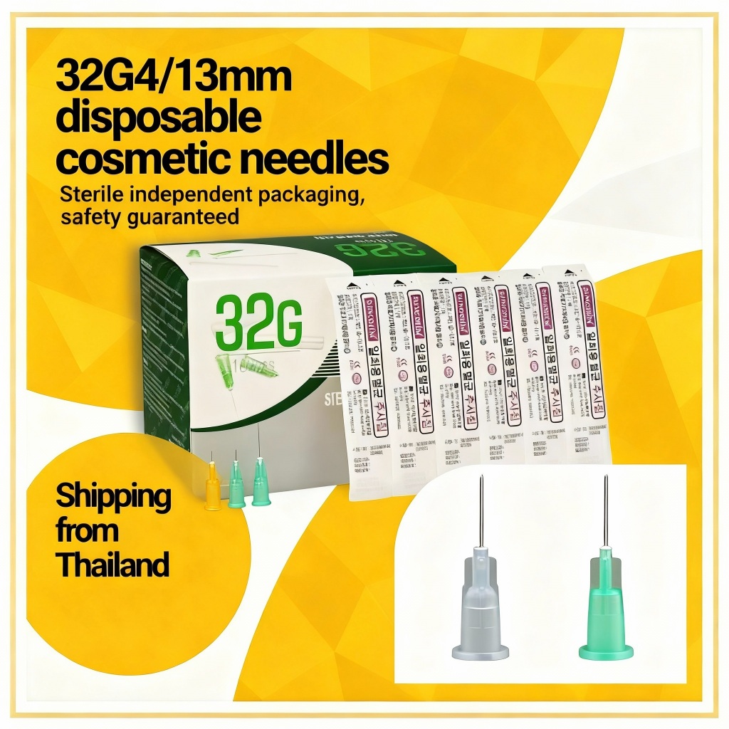 ✨จัดส่งในพื้นที่✨เข็มน้ำเกาหลีแบบใช้แล้วทิ้งไม่เจ็บปวดขนาดเล็ก 32G13mm4mm เข็มสิวความงาม