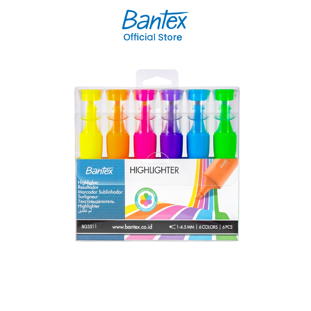 Bantex ปากกาไฮไลท์ 6สีใน1แพ็ค ปากกาเน้นข้อความ ปากกามาร์คเกอร์ เมจิกเน้นข้อความ ไฮไลท์  highlighter