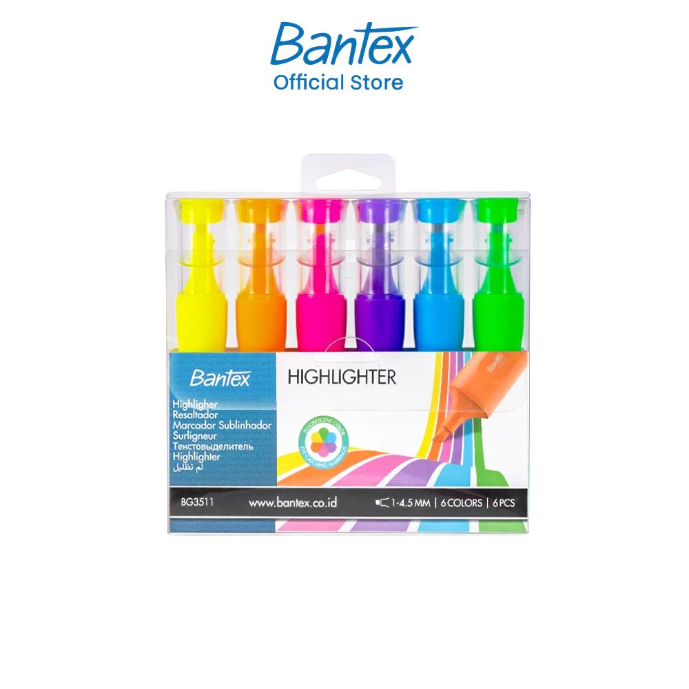 Bantex ปากกาไฮไลท์ 6สีใน1แพ็ค ปากกาเน้นข้อความ ปากกามาร์คเกอร์ เมจิกเน้นข้อความ ไฮไลท์ highlighter