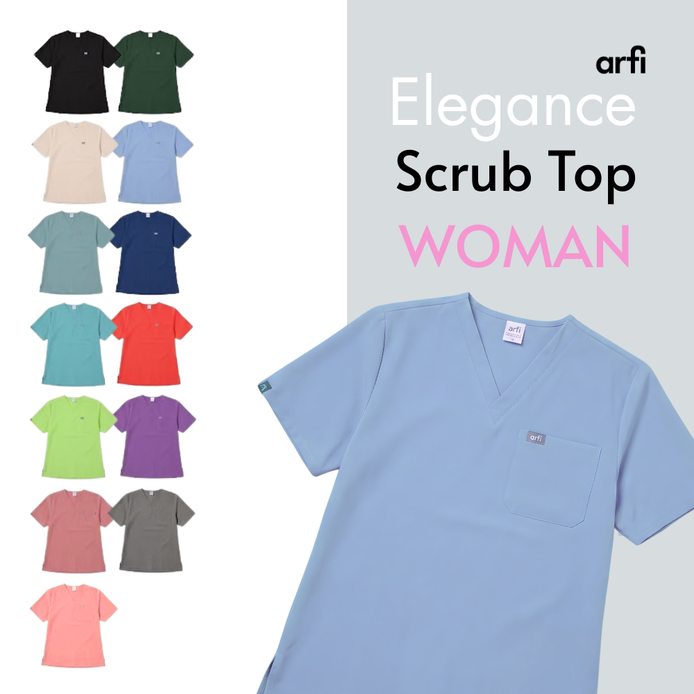 Arfi Scrub Elegance Female Top เสื้อสครับรุ่นขาจั๊มผู้หญิง ผ้าสะท้อนน้ำ ป้องกันแบคทีเรีย ยับยาก ผ้าย