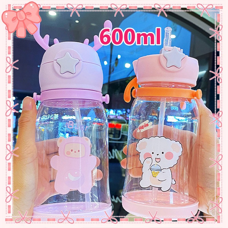 แก้วน้ำเด็ก กระติกน้ำเด็กลายการ์ตูน พลาสติกอย่างดี BPA Free 480/600 ML