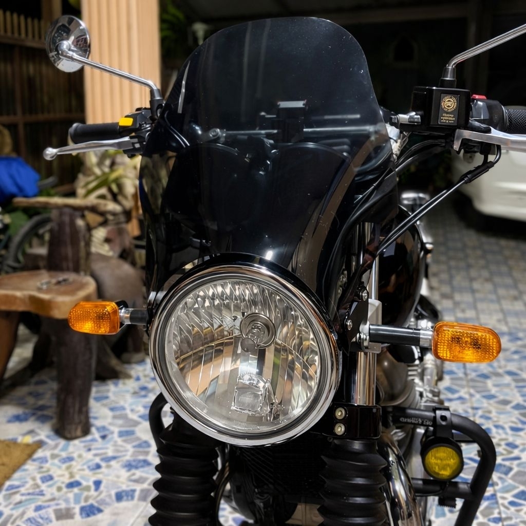 ชิวหน้าตรงรุ่น Royal Enfield RE650 เสริมหล่อ กันลม [WS-03]