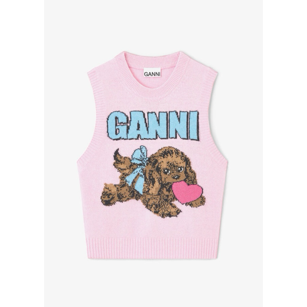 Ganni-Pink Puppy Wool Vest