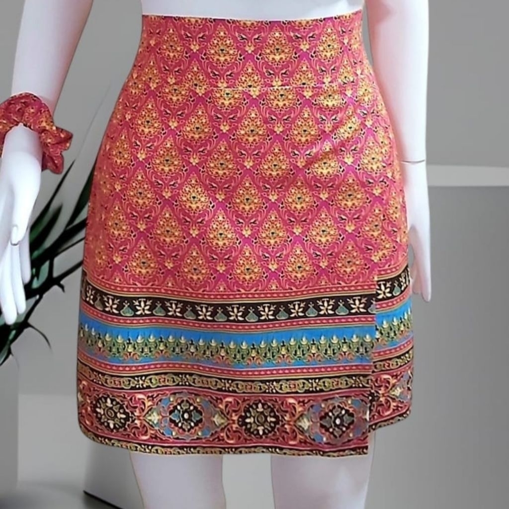 กางเกงกระโปรง ทำจากผ้าถุง เนื้อผ้าคอตตอน ใส่สบาย เอวสม็อคข้างหลัง มี SS S  M L XL XXL XXXL