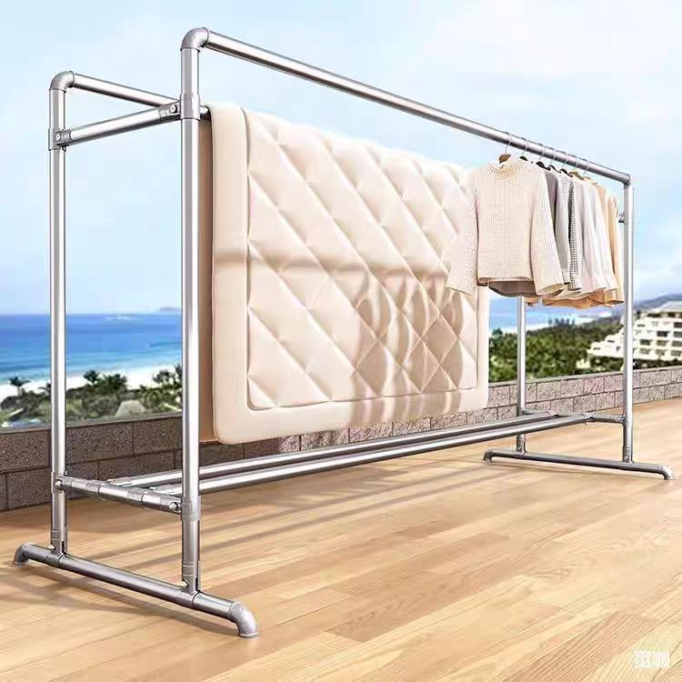 ราวแขวนผ้า โครงเหล็ก ราวตากผ้า ยาว100-180cm ประกอบง่าย ทนๆ กันน้ำ ใช้ในและนอกบ้าน - รูปที่ 2