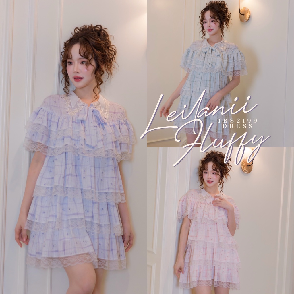 #JBS2199 Leilanii Fluffy Dress มินิเดรสลายดอก