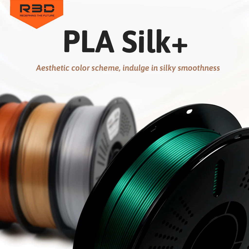 เส้นพลาสติก Hi-Speed PLA Silk+ R3D ผิวสัมผัสสวยงามสะดุดตา มีความมันวาวสูง คล้ายโลหะจริง ความเร็วในการพิมพ์ 500mm/s