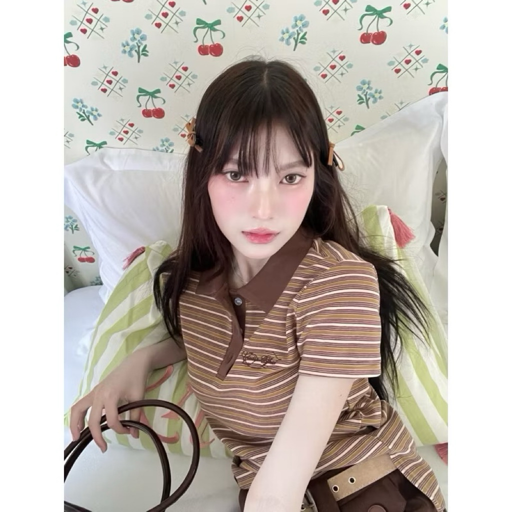 Cintage 🎀 size L มือสอง Muse polo โปโลผ้านุ่มสี Mocha Latte