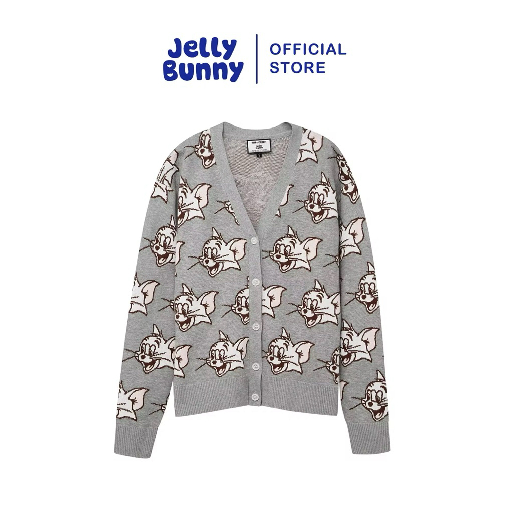 ใหม่ป้ายห้อย💯 JELLY BUNNY เสื้อคาร์ดิแกน สีเทา คอลเลคชั่น TOM&JERRY (Size L)